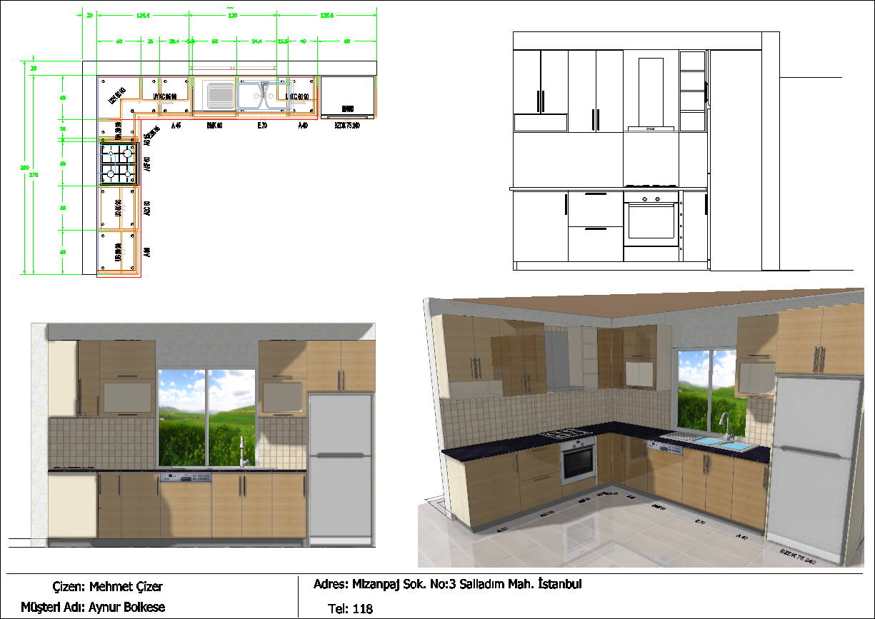 Mutfak, Banyo Çizim ve Tasarım Programı Teknik Resim